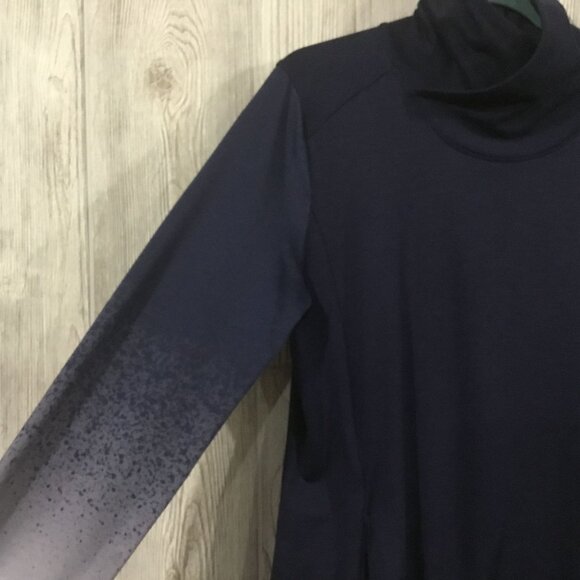 The CALIA Cotton Blue Warm Mock Neck Ombre' Long Sleeve Fitted Fitness Shirt XL - Picture 6 of 9